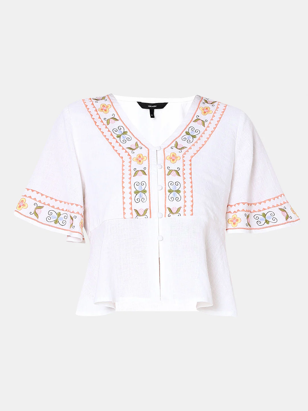 White Embroidered Co-Ord Set Top - Image 7