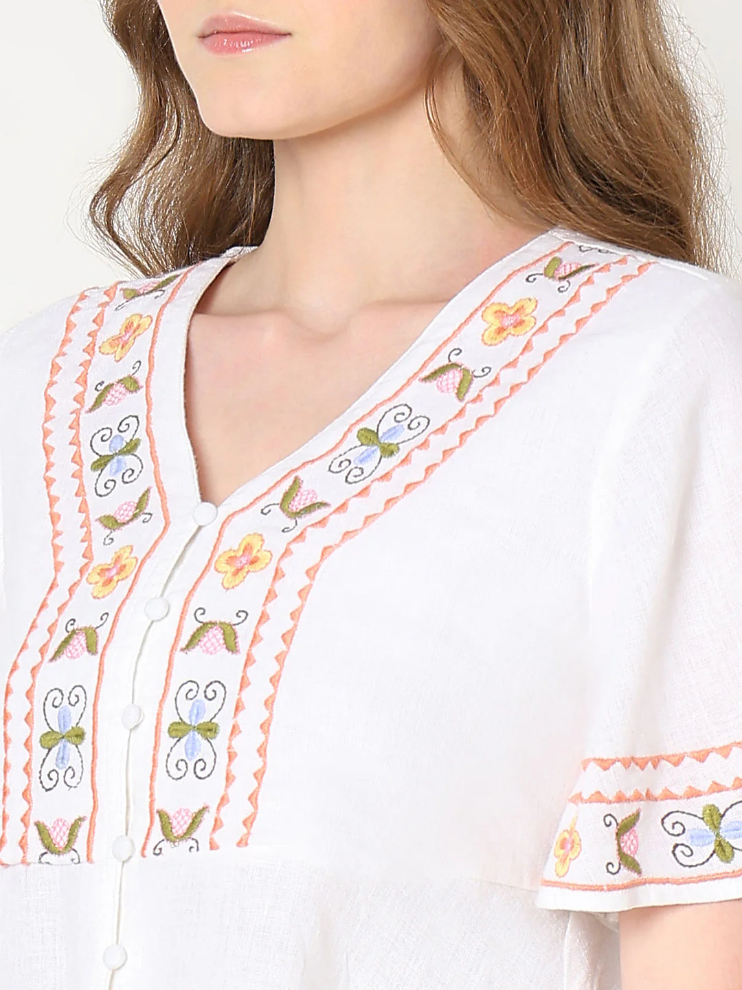 White Embroidered Co-Ord Set Top - Image 8