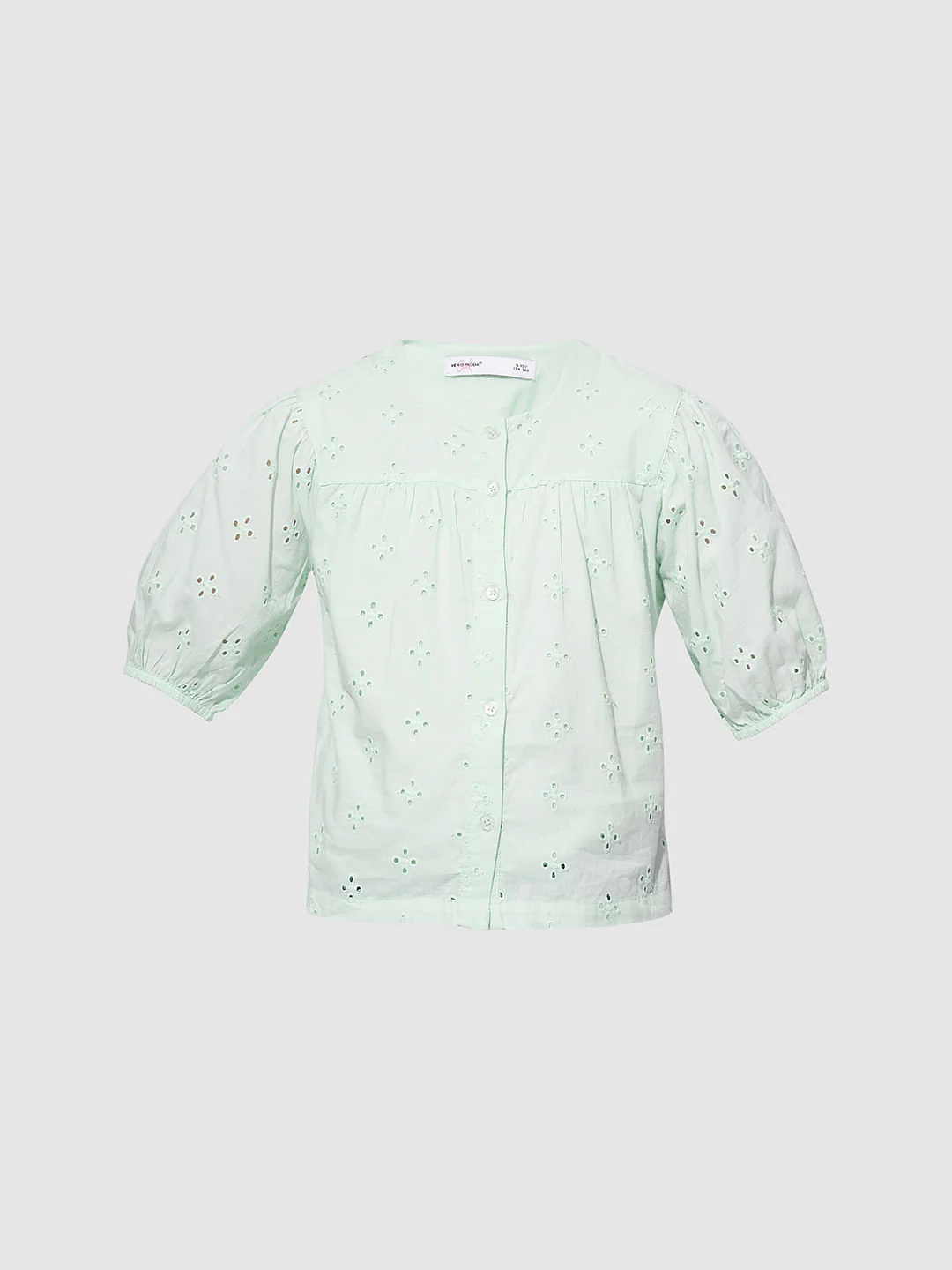 Girls Mint Green Schiffli Cotton Top - Image 6