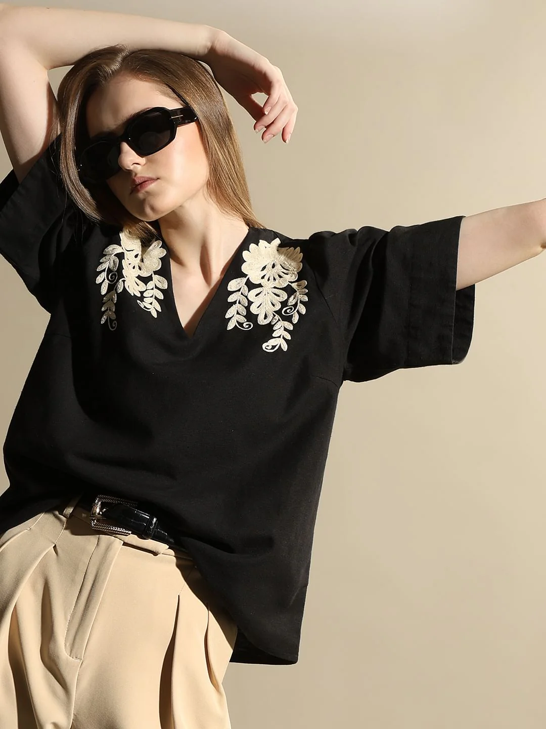 Black Embroidered Top
