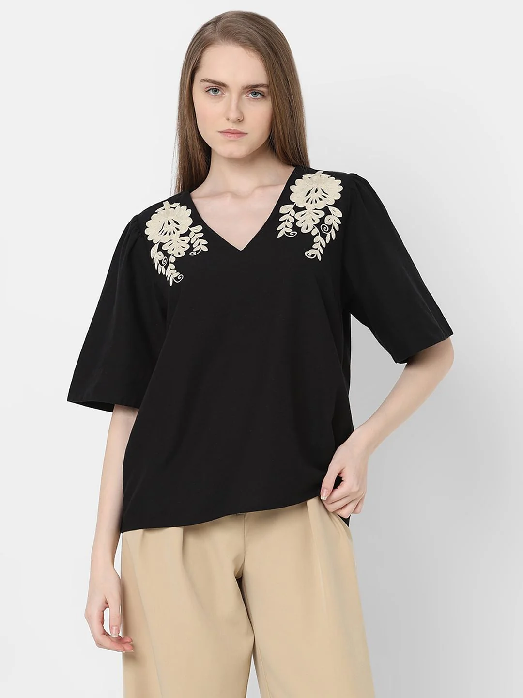 Black Embroidered Top - Image 2