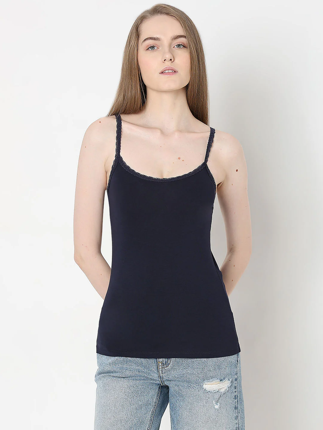 Intimates Pack Of 2 Navy Blue & Pink Camisoles - Image 2