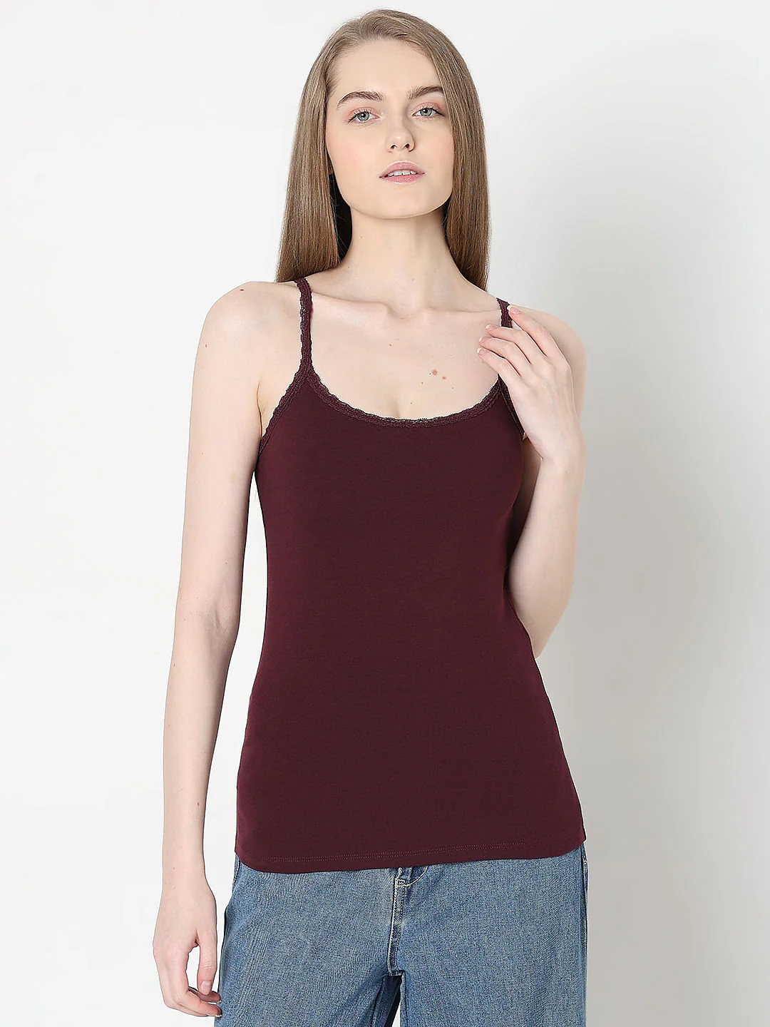 Intimates Pack Of 2 Maroon & Green Camisoles - Image 2