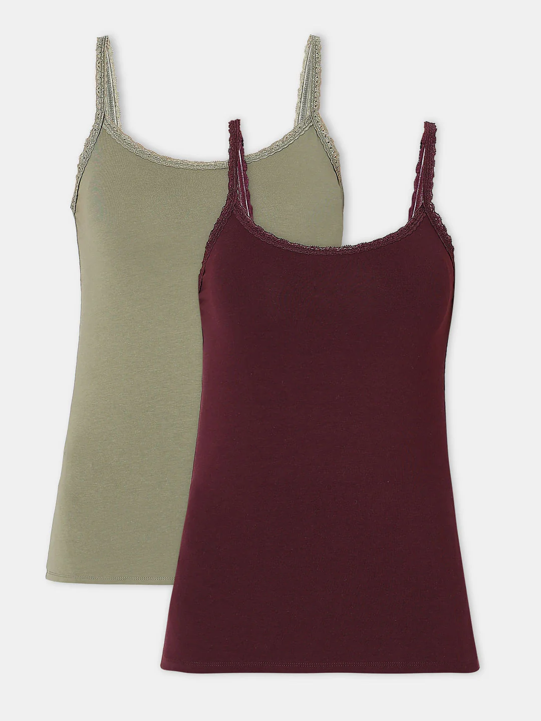 Intimates Pack Of 2 Maroon & Green Camisoles - Image 7