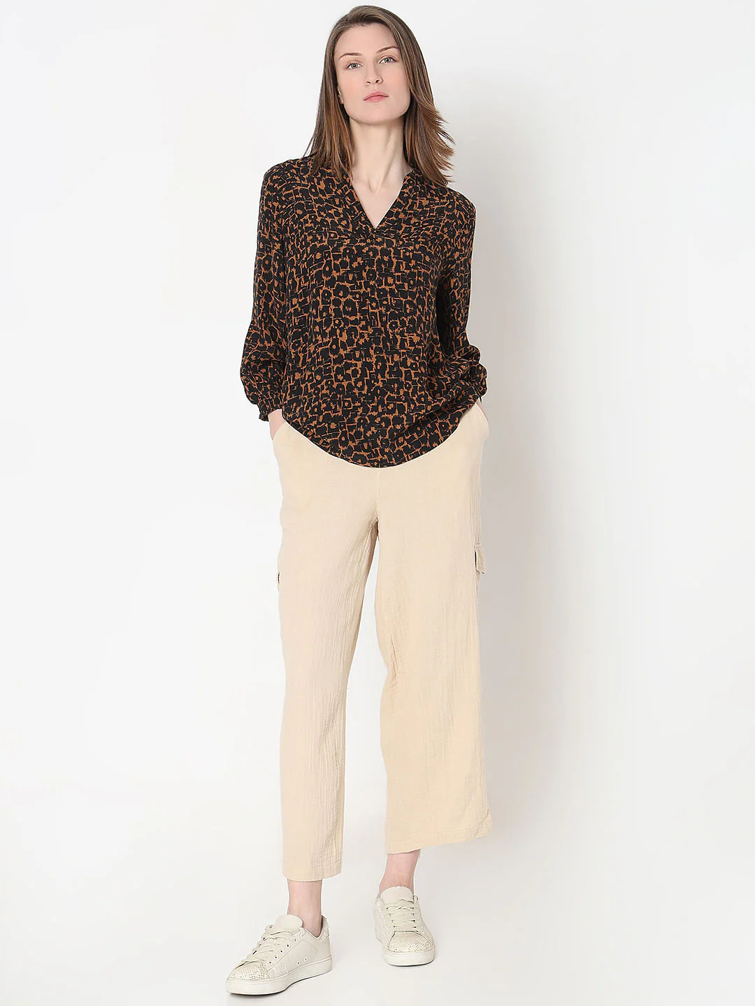 Brown Printed Top - Image 5