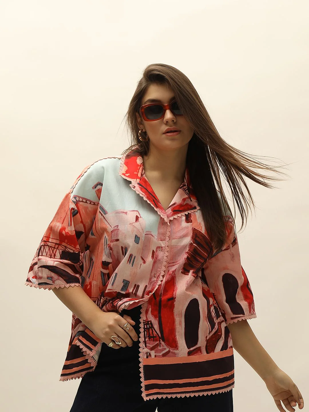 Curve Pink Amalfi Coast Print Shirt