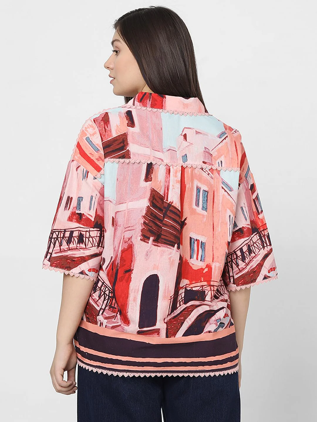 Curve Pink Amalfi Coast Print Shirt - Image 4