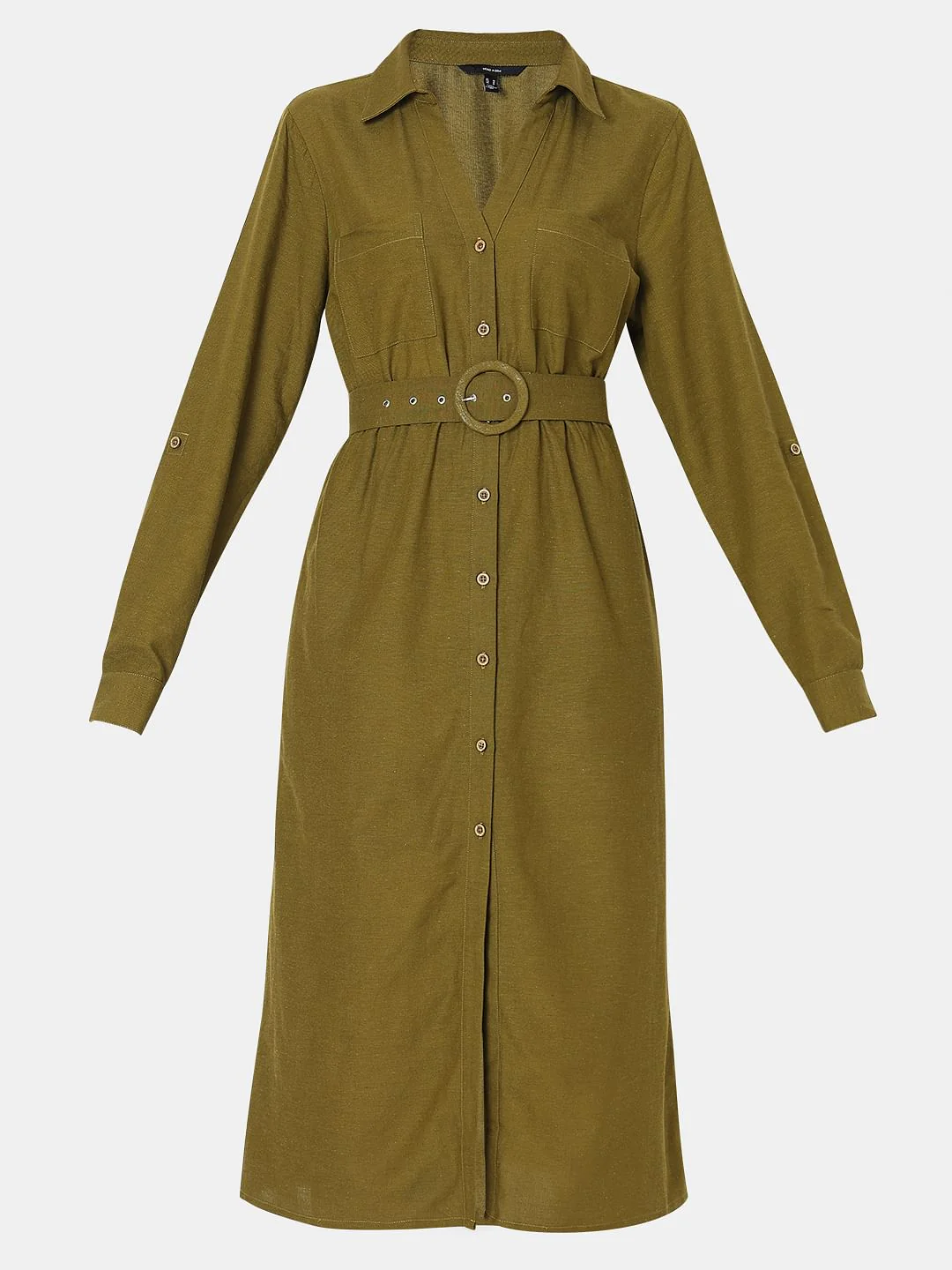 Olive Green Midi Shirt Dress - Image 6