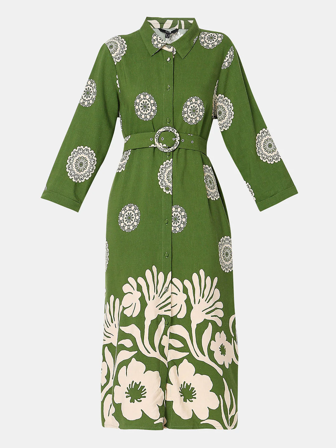 Green Printed Shirt Dress - Image 7