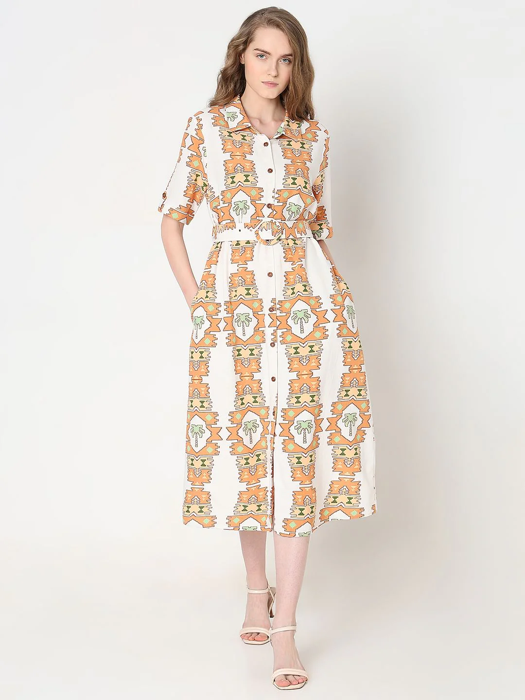 White Printed Shirt Dress - Image 2