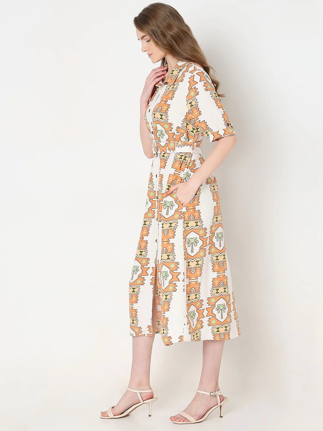 White Printed Shirt Dress - Image 3