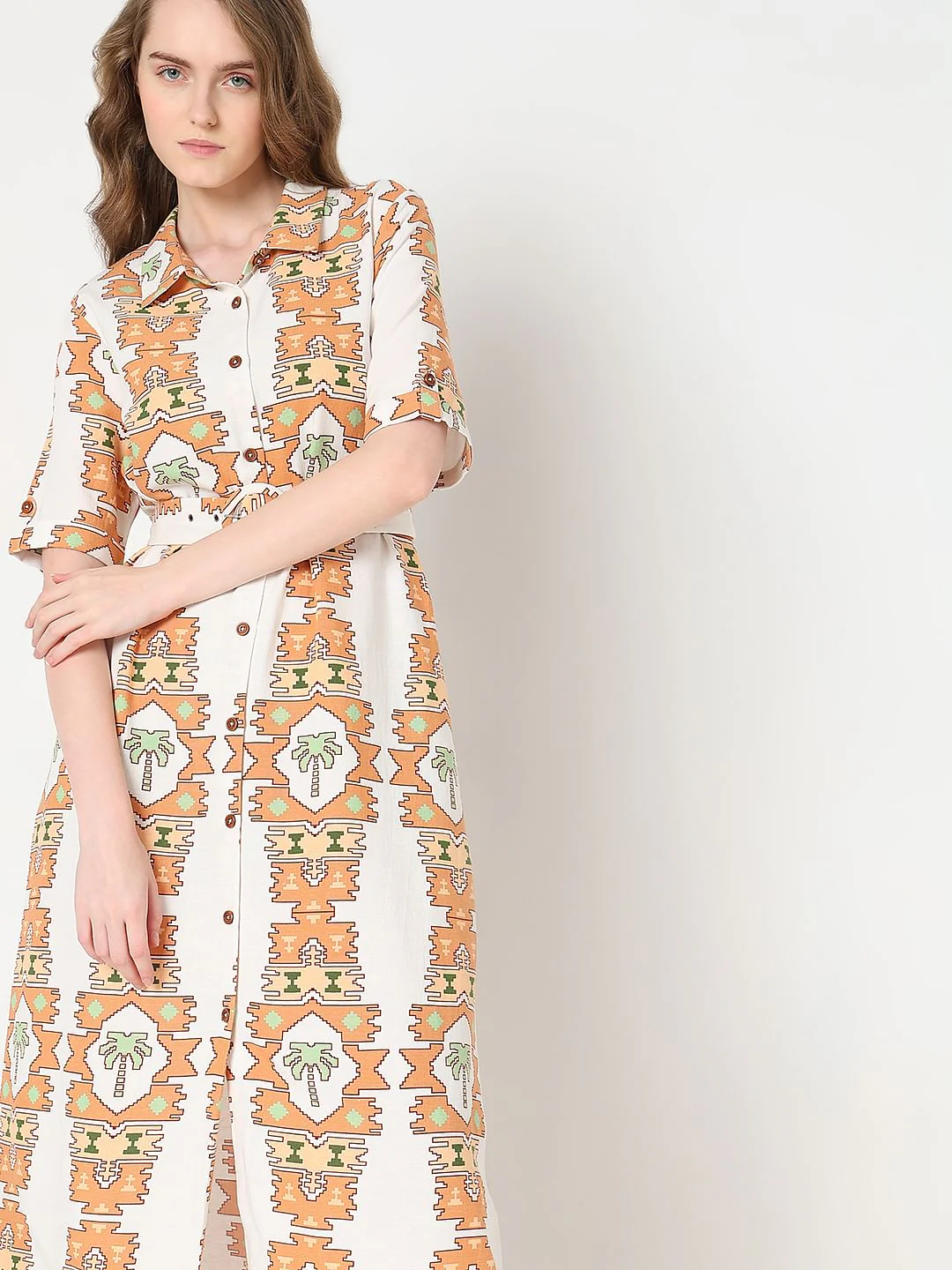 White Printed Shirt Dress - Image 5