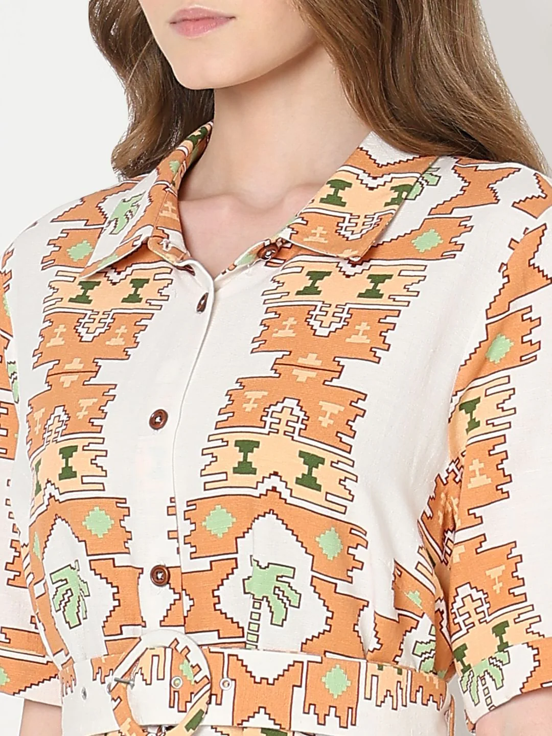 White Printed Shirt Dress - Image 6