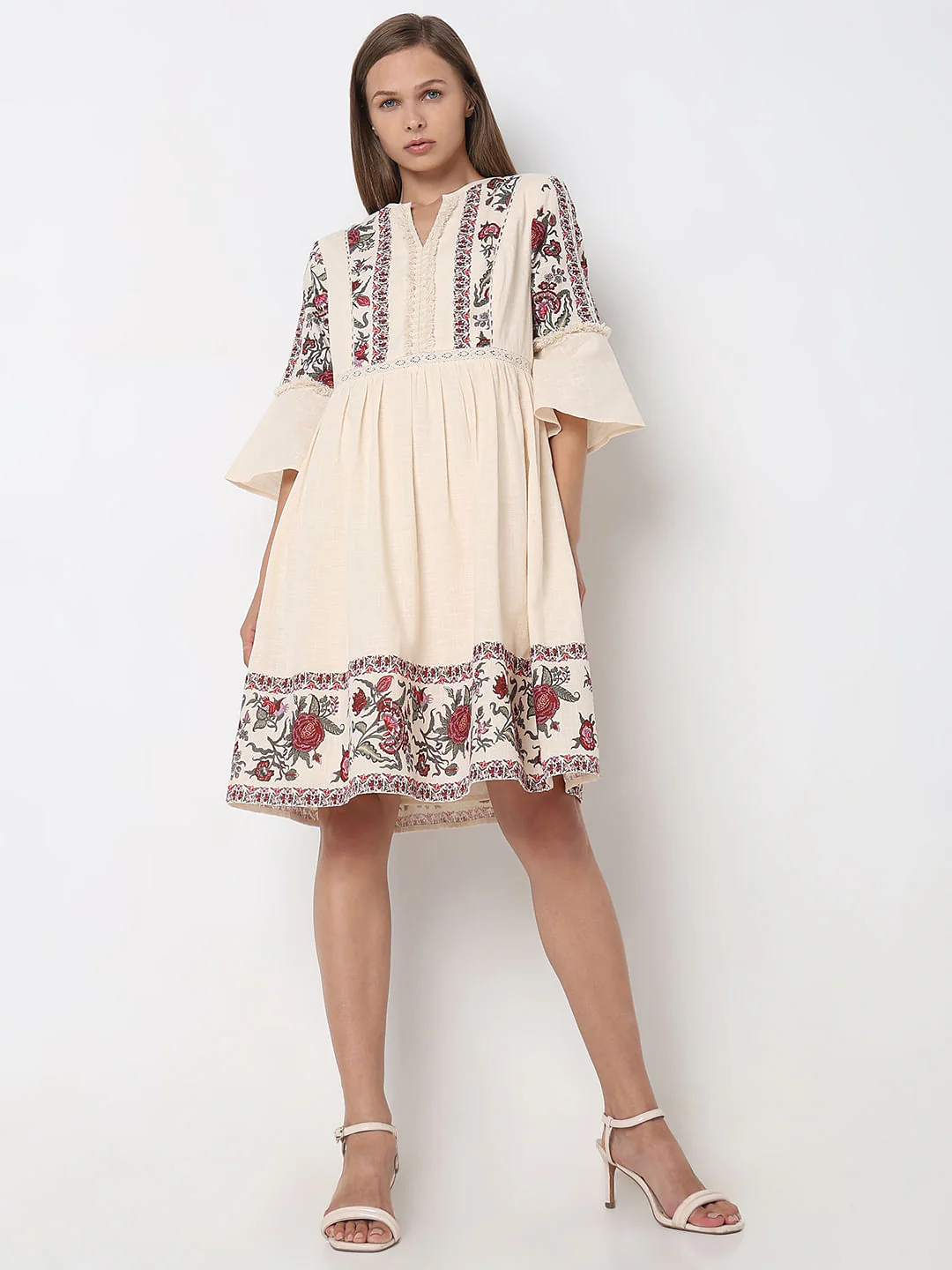 Ecru Abstract Print Dress - Image 5
