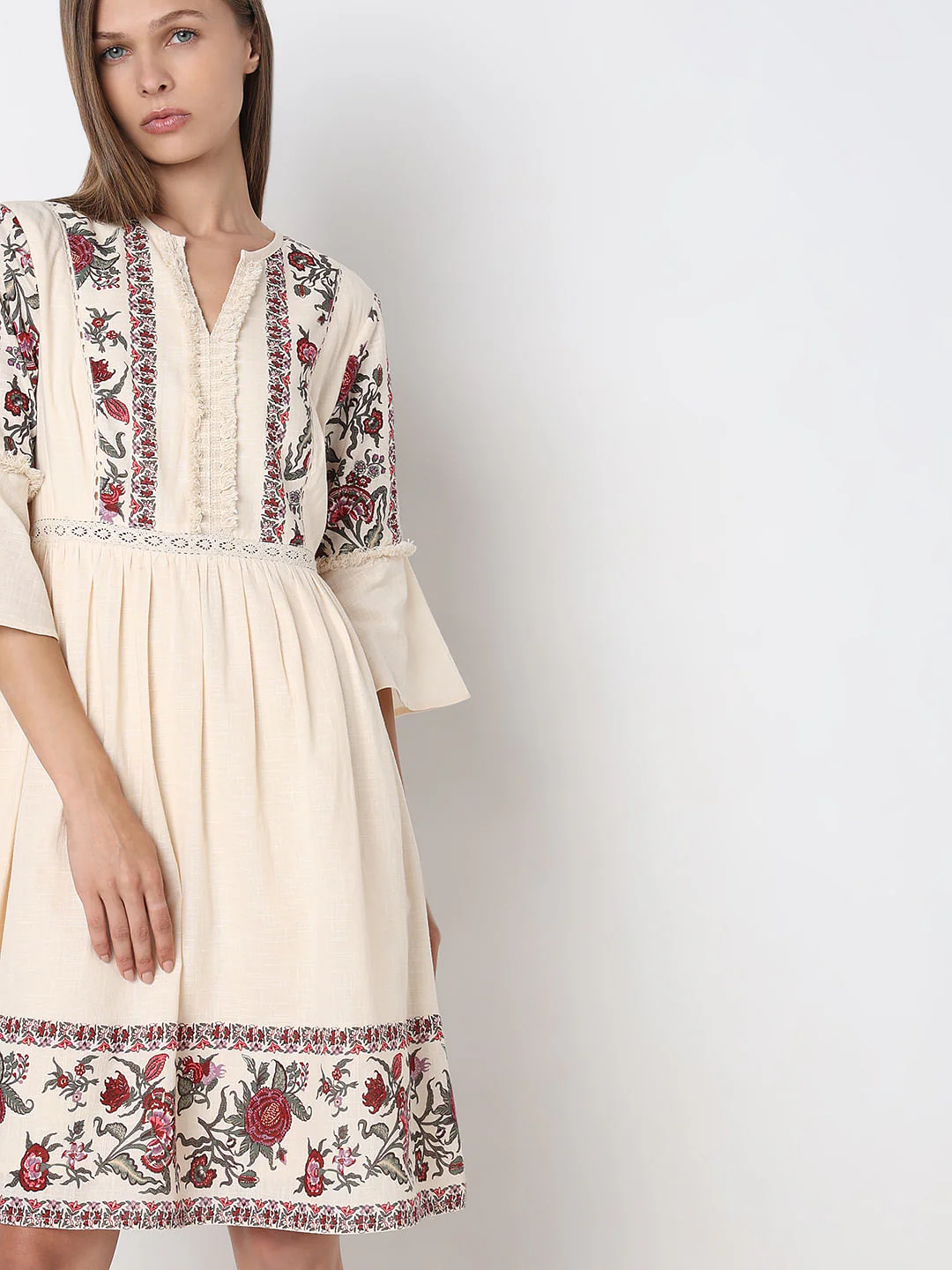 Ecru Abstract Print Dress - Image 6
