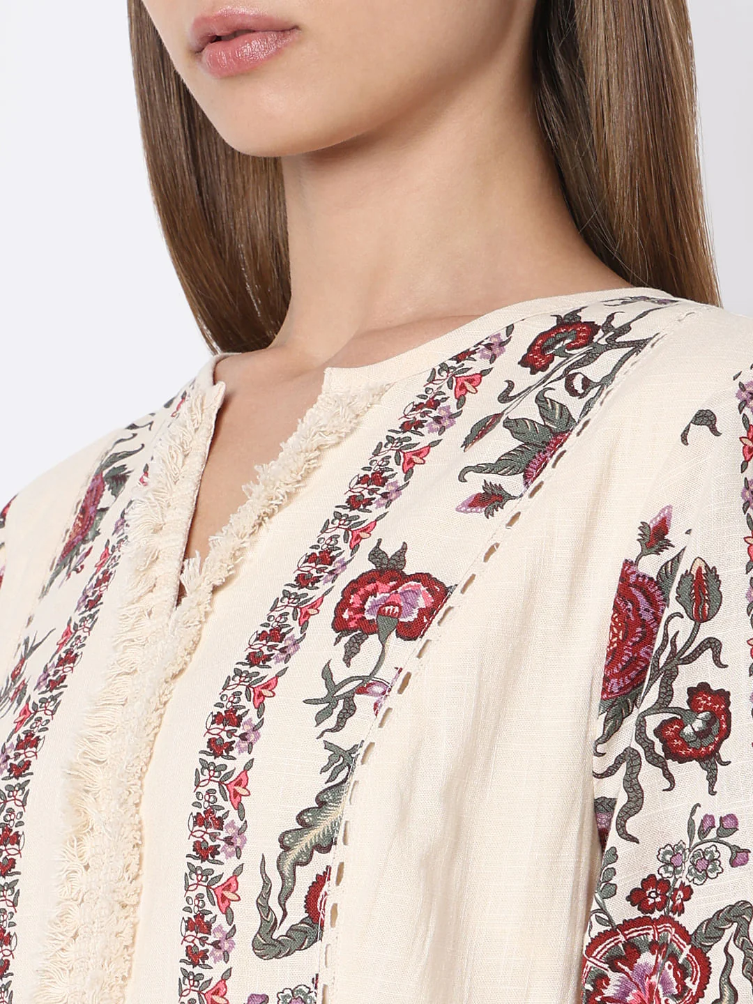 Ecru Abstract Print Dress - Image 8