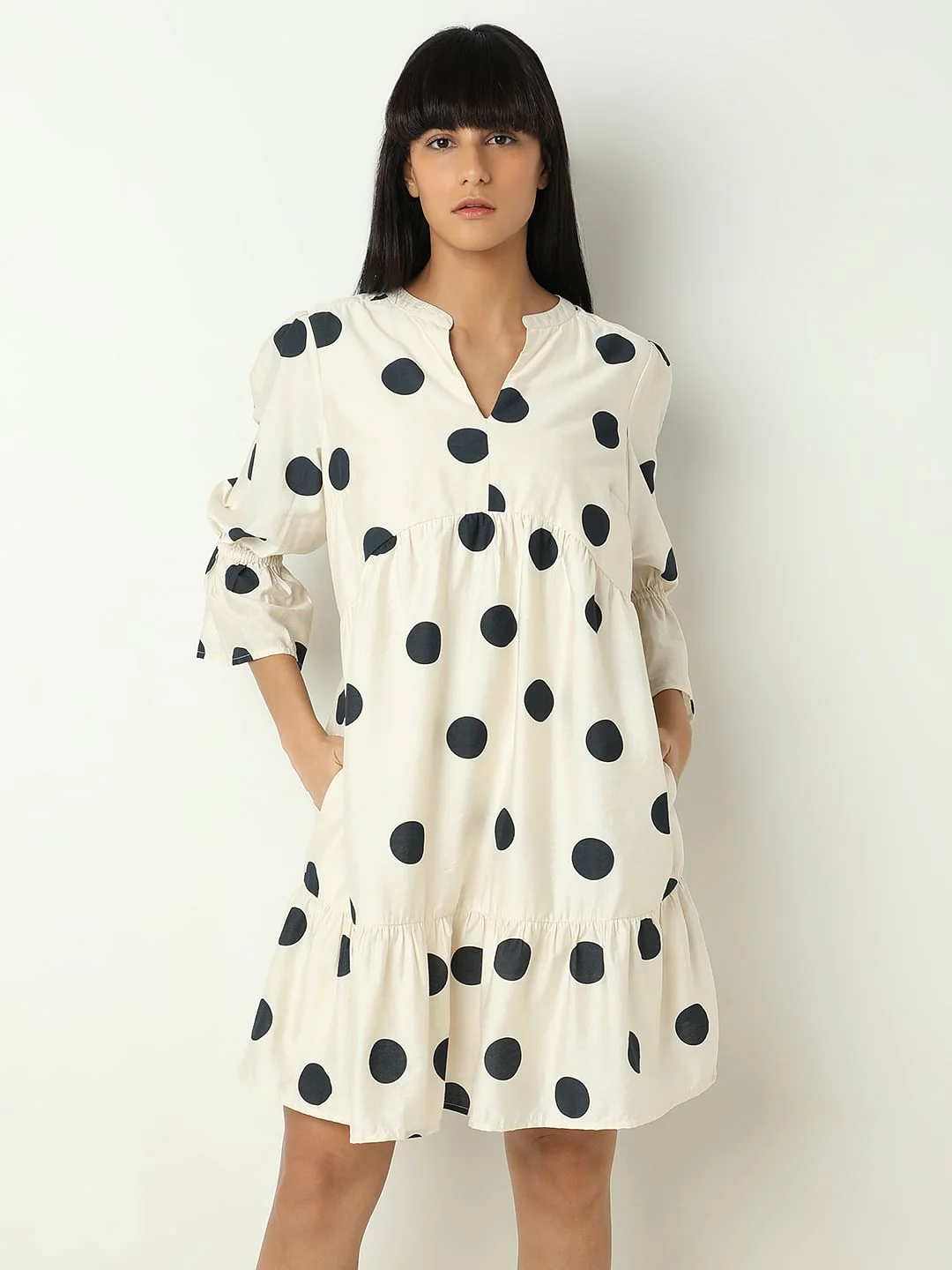 White Polka Dot Short Dress - Image 2