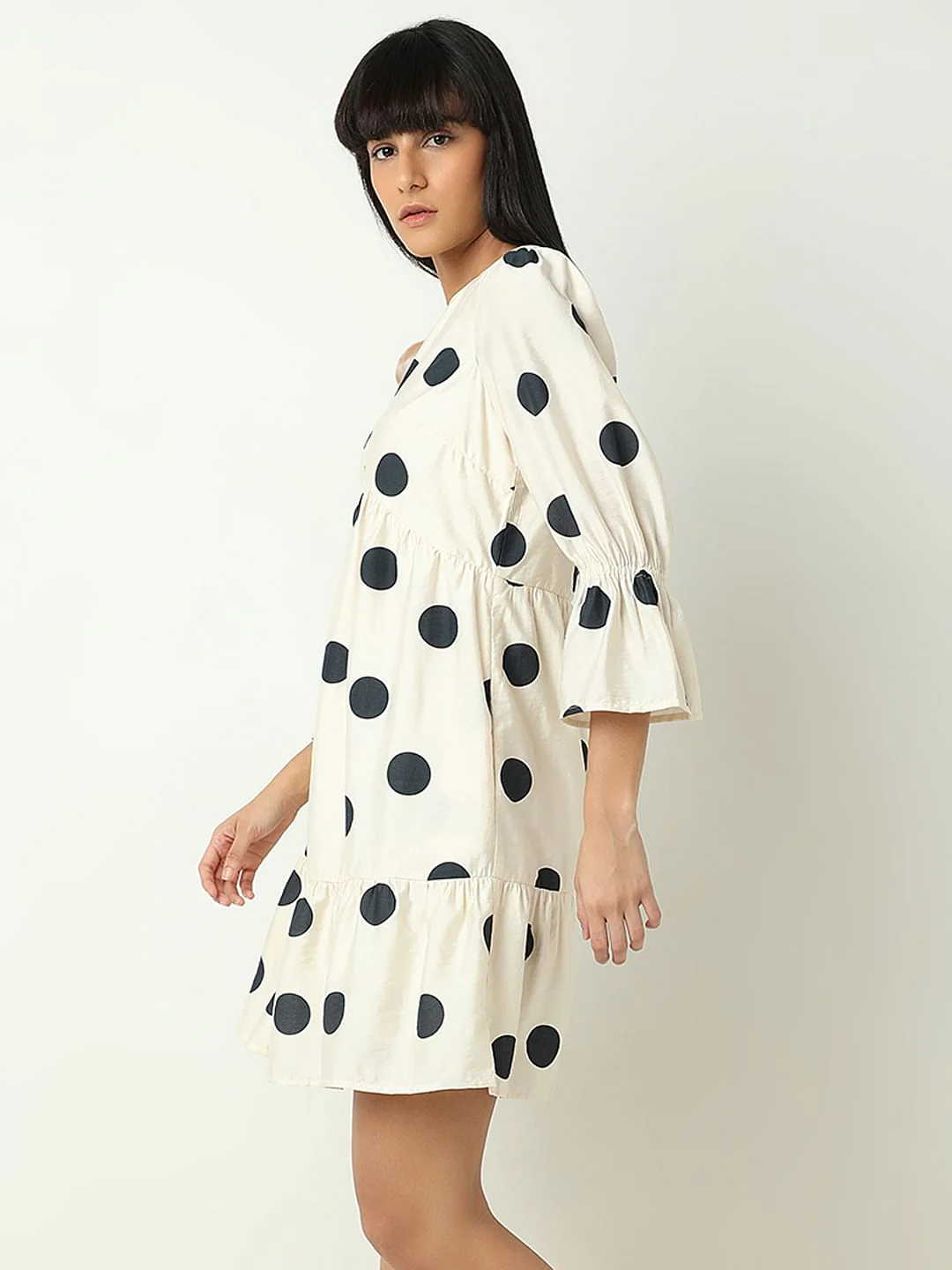 White Polka Dot Short Dress - Image 3