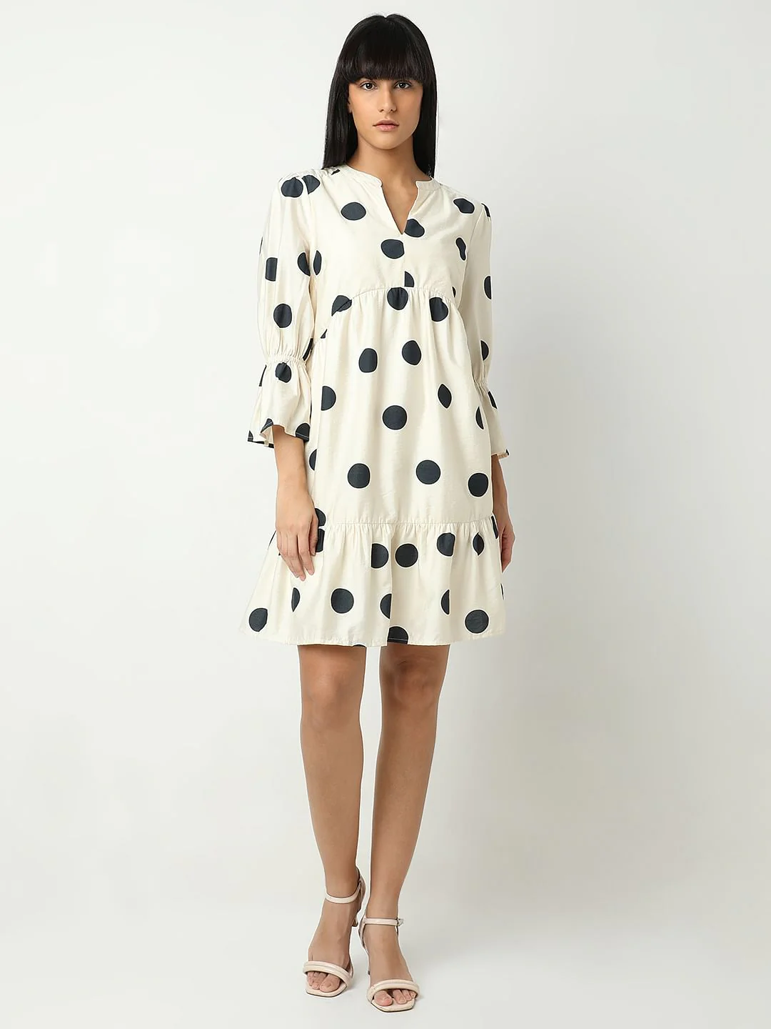 White Polka Dot Short Dress - Image 5