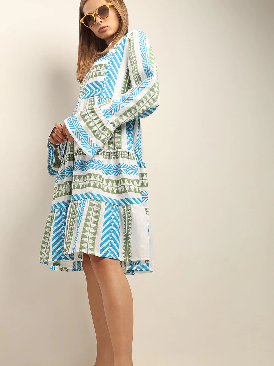 Blue Abstract Print Dress