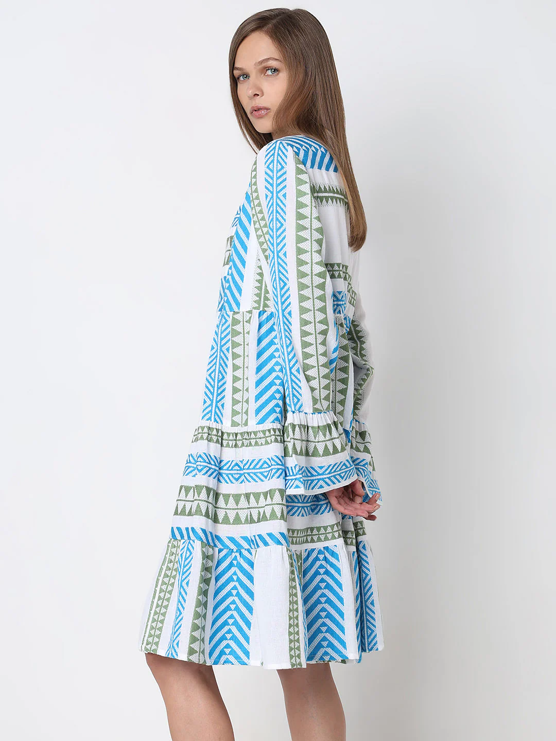 Blue Abstract Print Dress - Image 3