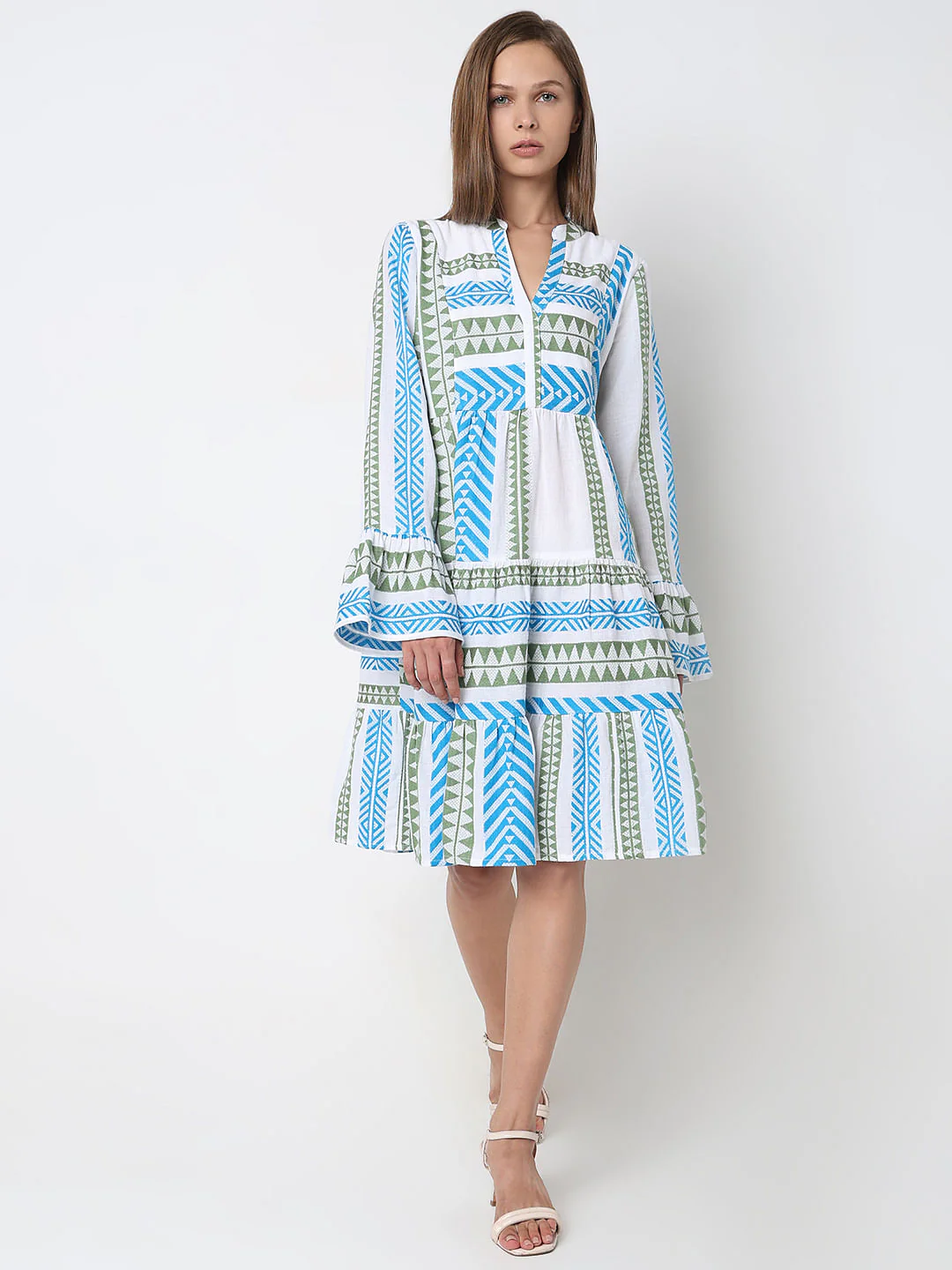 Blue Abstract Print Dress - Image 5
