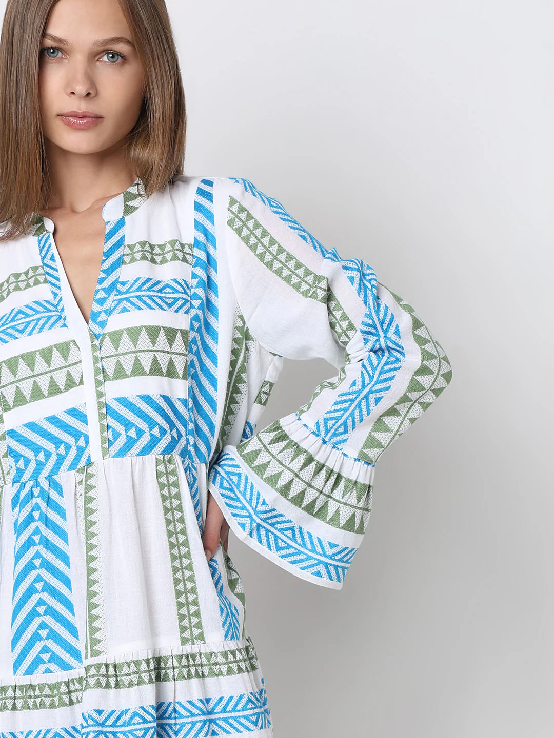 Blue Abstract Print Dress - Image 6
