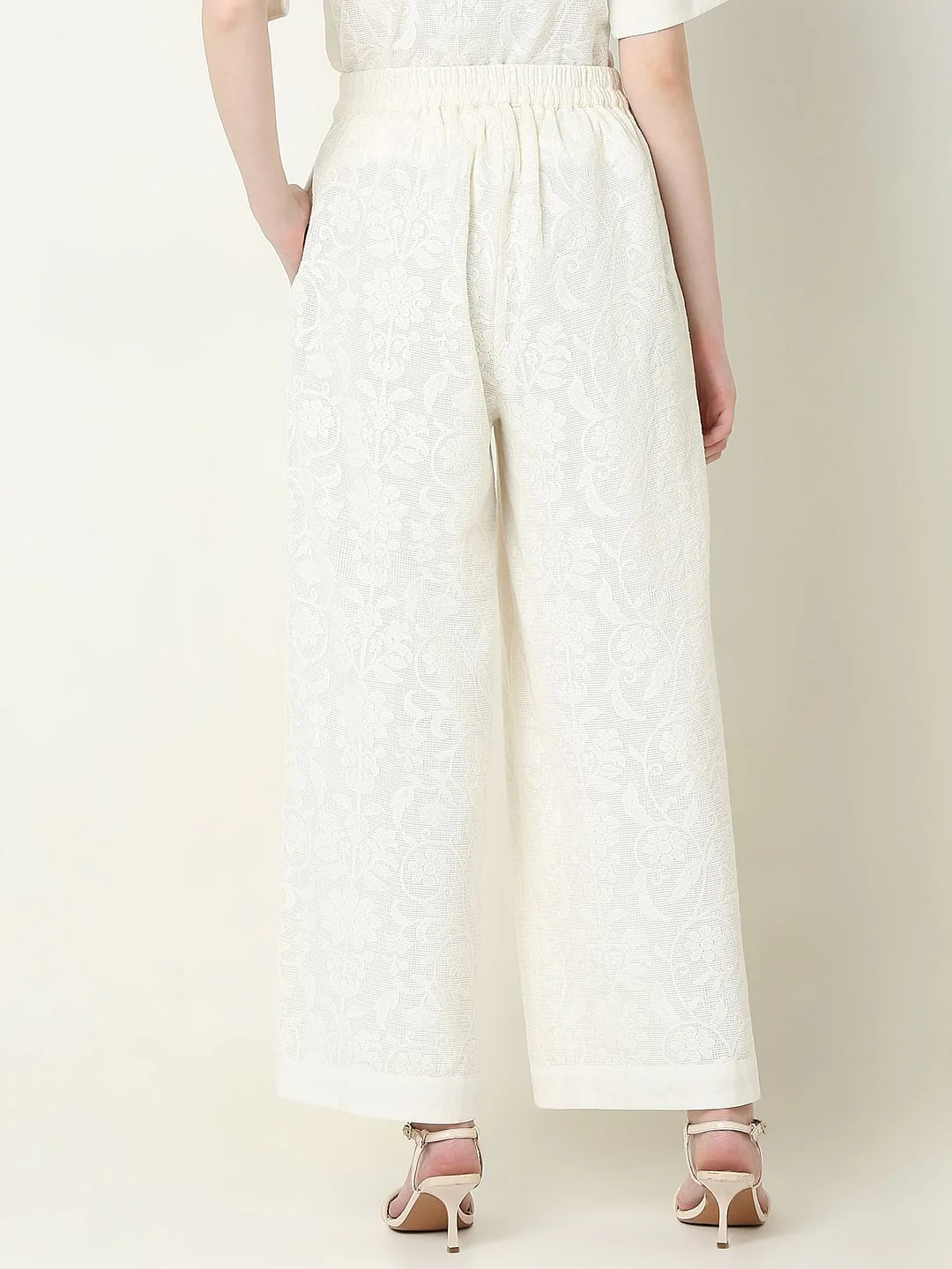 Off-White Textured Co-Ord Set Culottes - Image 4
