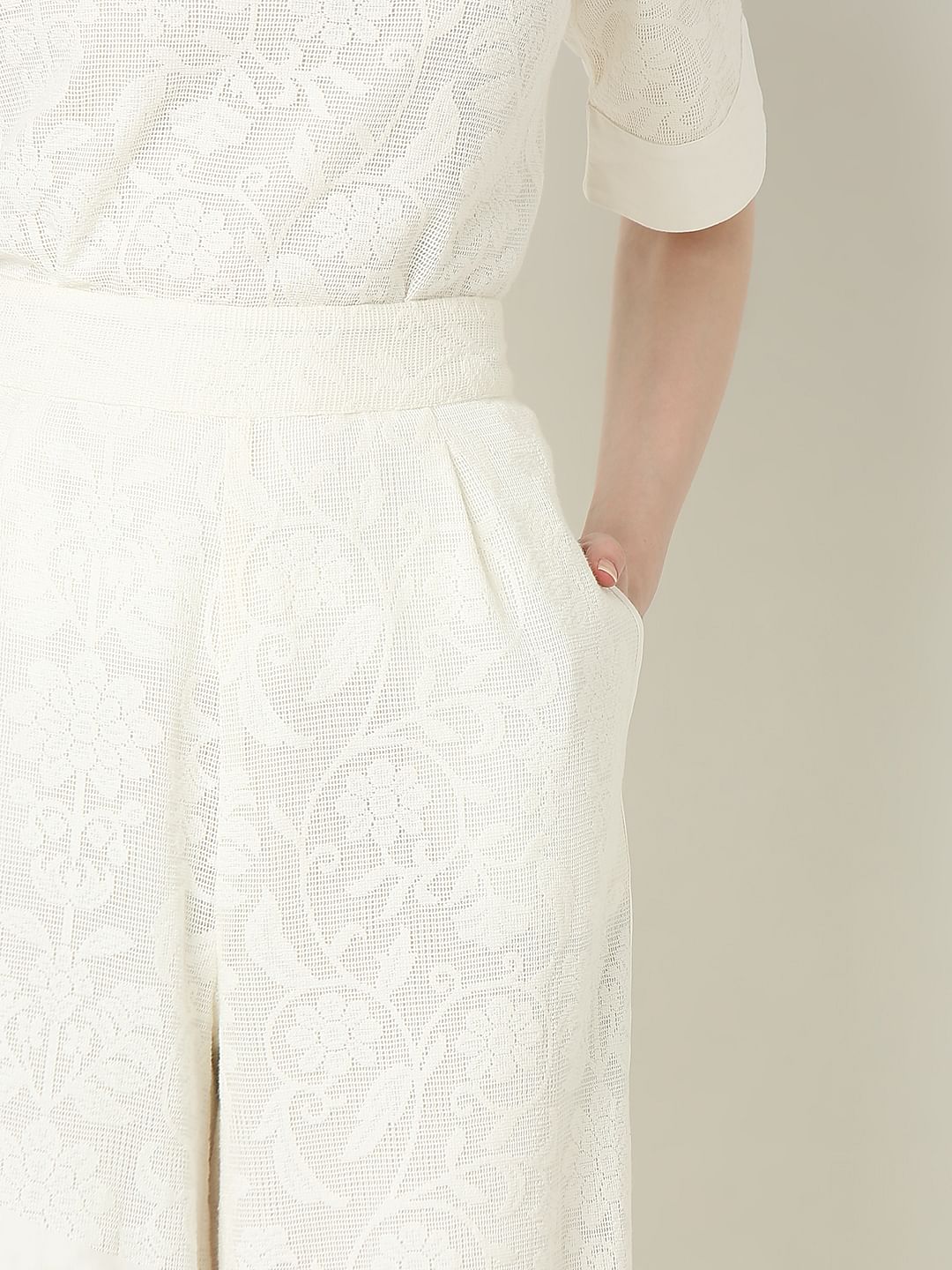 Off-White Textured Co-Ord Set Culottes - Image 6