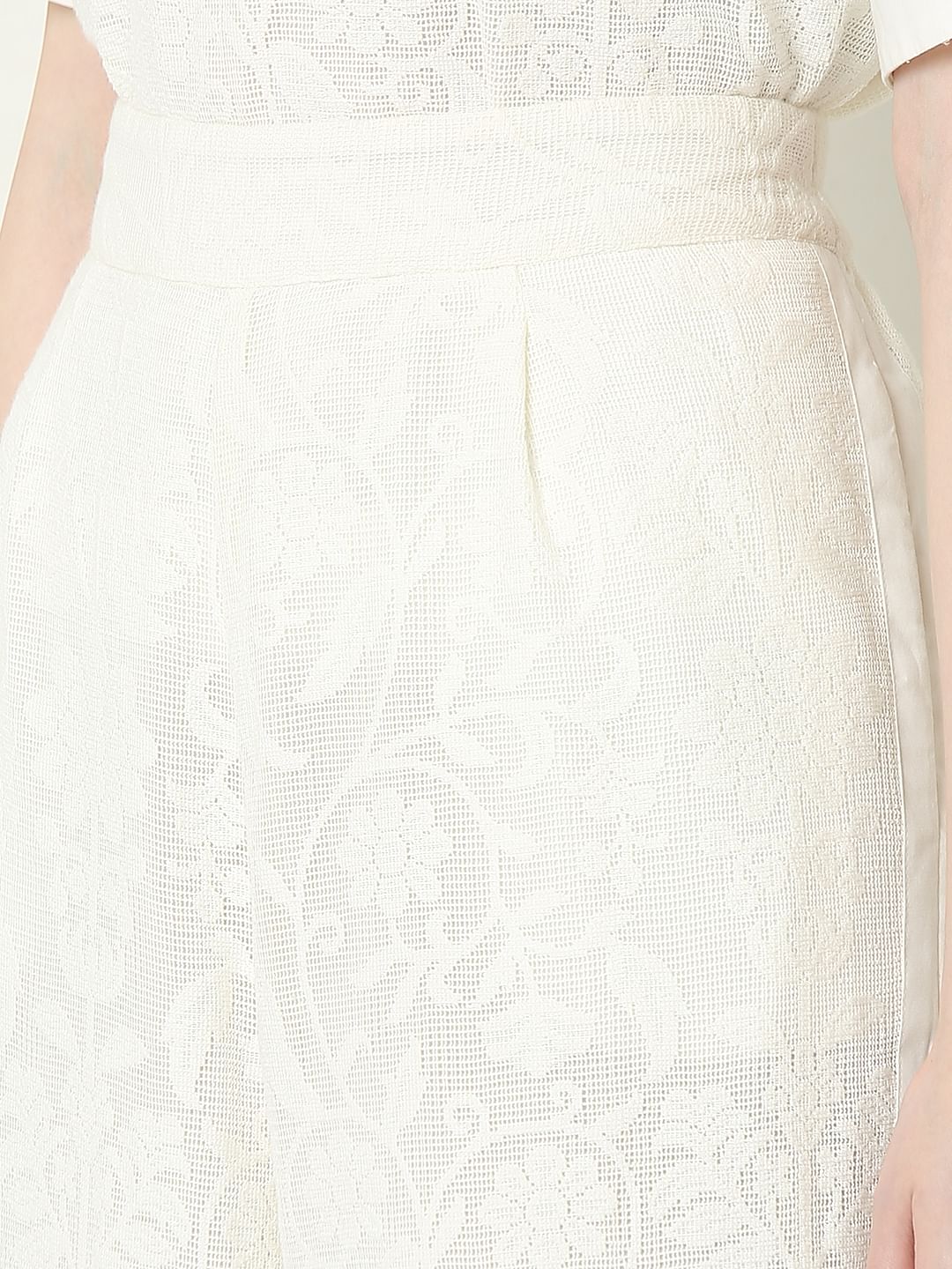 Off-White Textured Co-Ord Set Culottes - Image 8