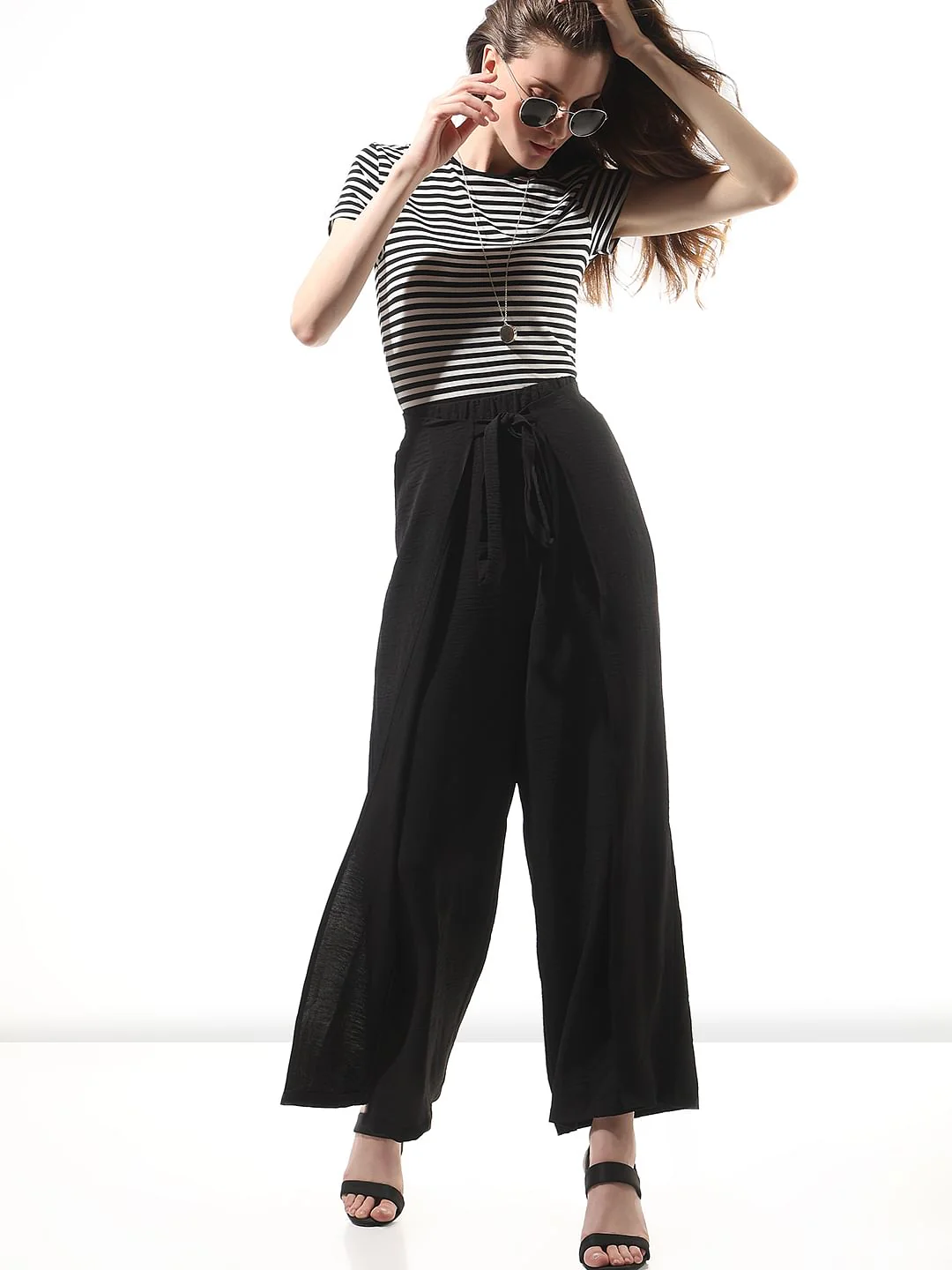 Black High Rise Straight Fit Pants