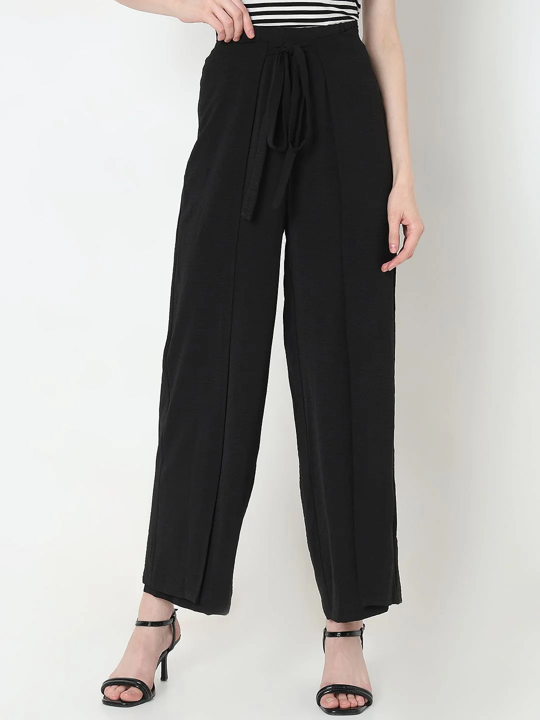 Black High Rise Straight Fit Pants - Image 2