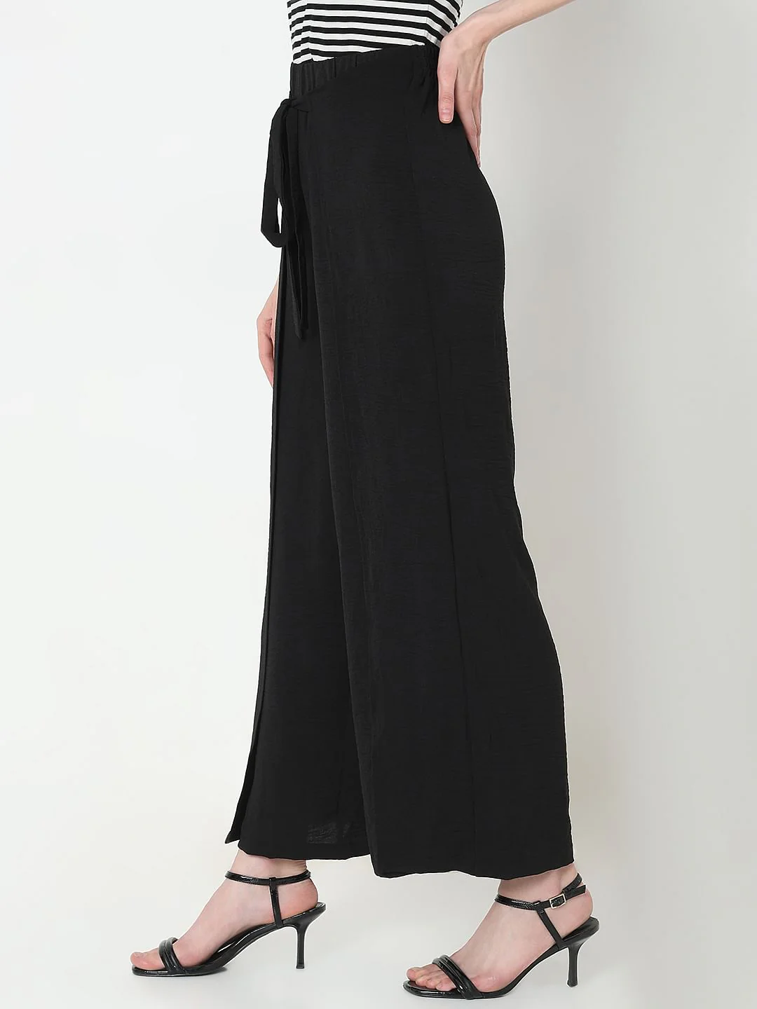 Black High Rise Straight Fit Pants - Image 3