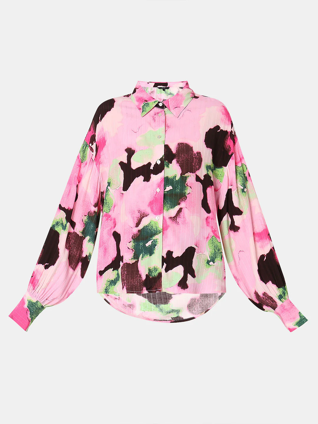 Pink Printed Asymmetric Shirt - Image 7