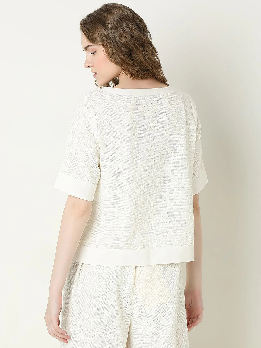 Off-White Textured Co-Ord Set Top - Image 4