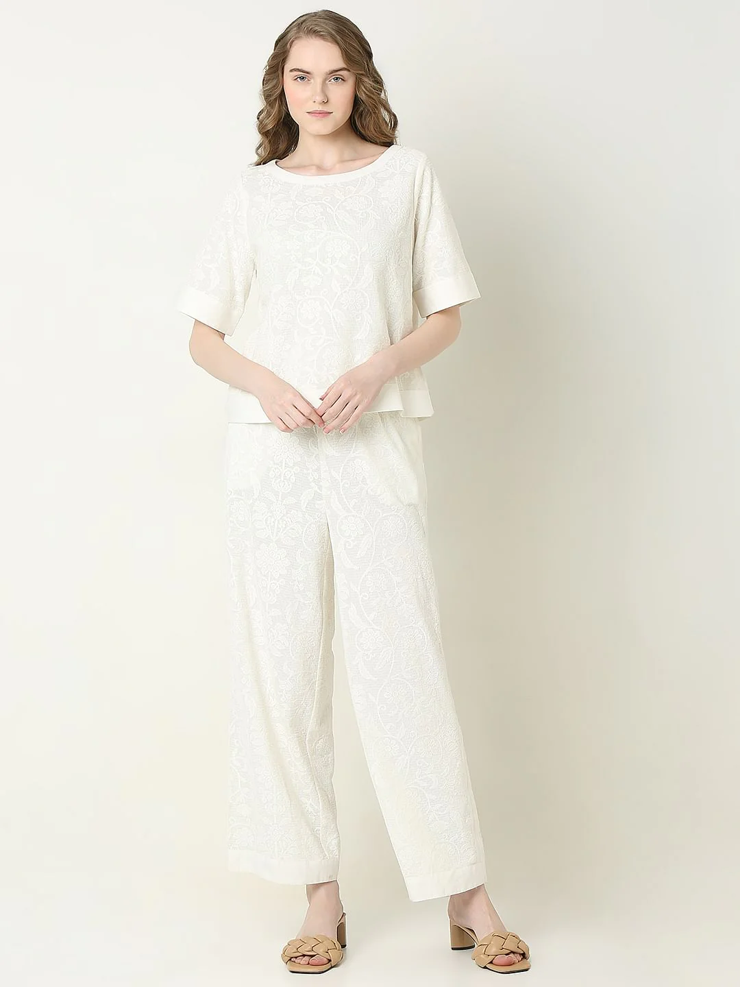 Off-White Textured Co-Ord Set Top - Image 5