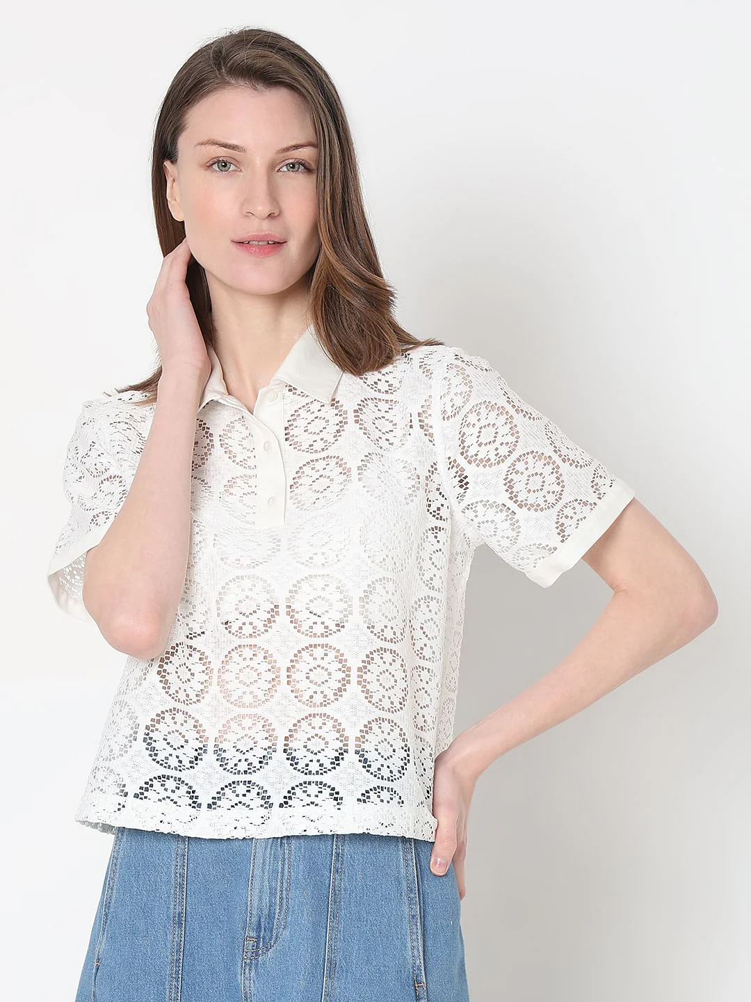 White Lace Polo - Image 2