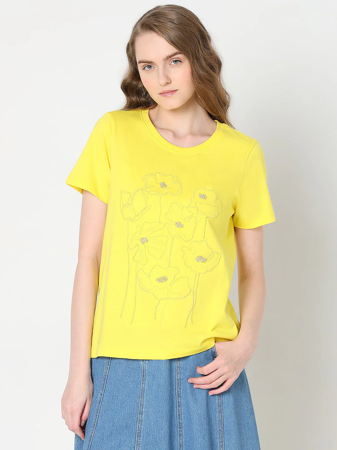 Yellow Cotton Printed T-Shirt - Image 2