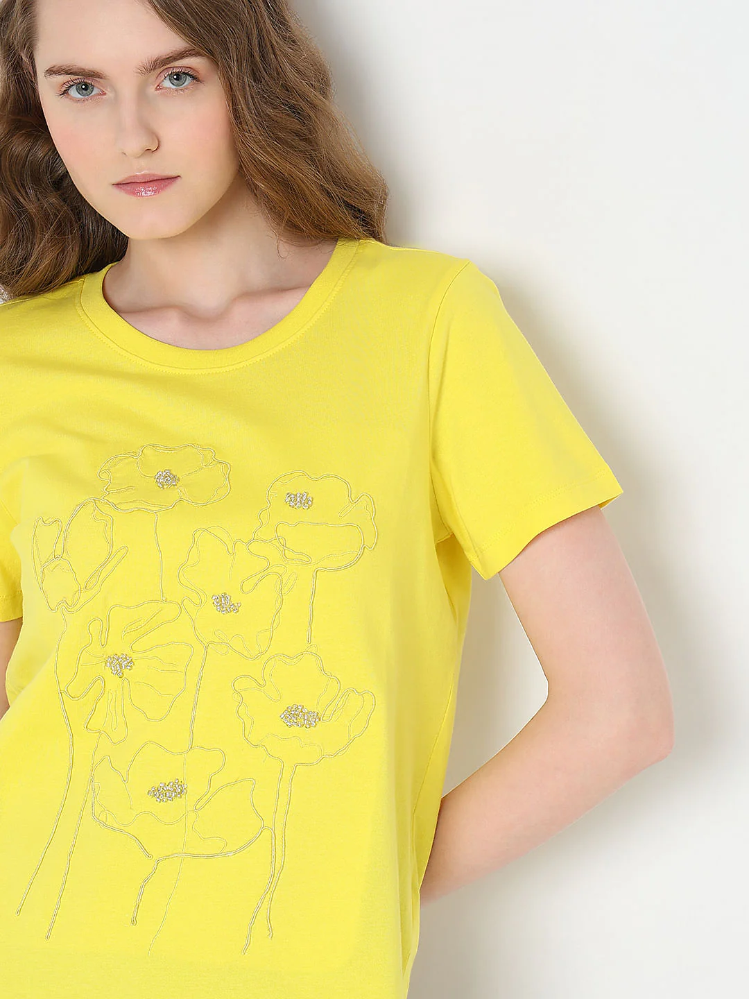 Yellow Cotton Printed T-Shirt - Image 6