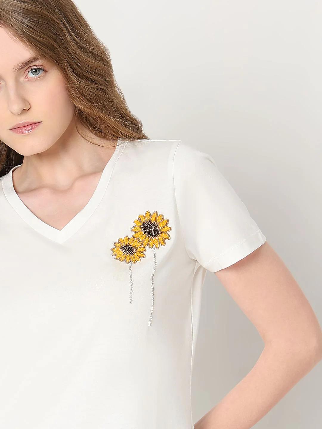 White Sunflower Printed T-Shirt - Image 6