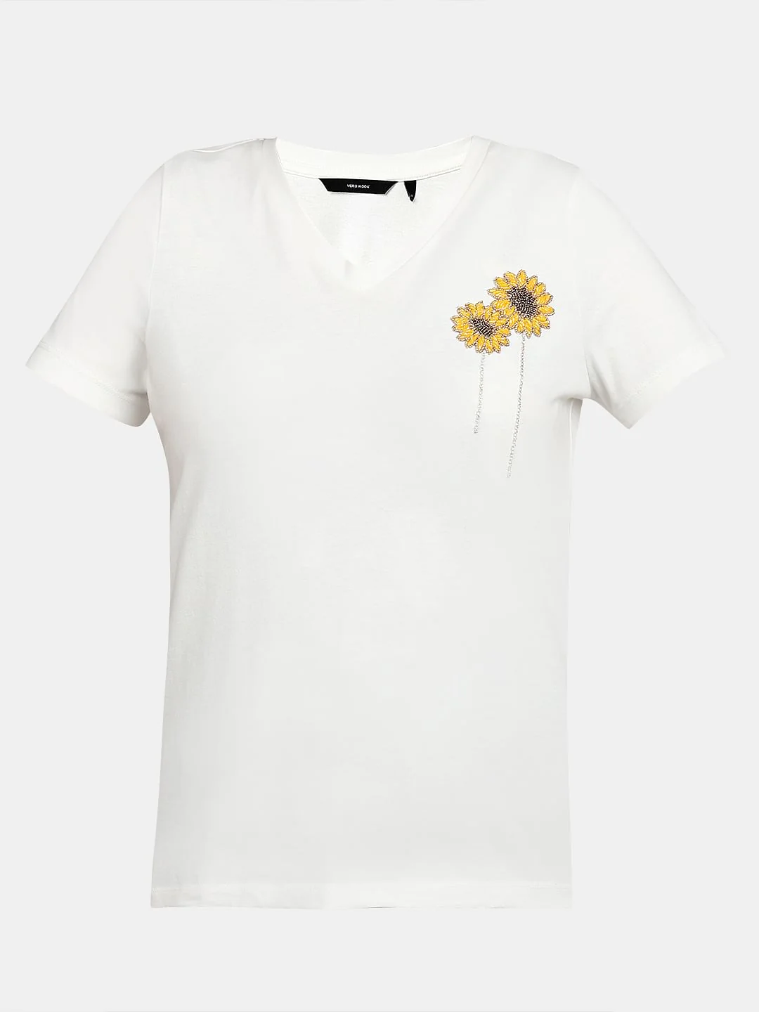White Sunflower Printed T-Shirt - Image 7