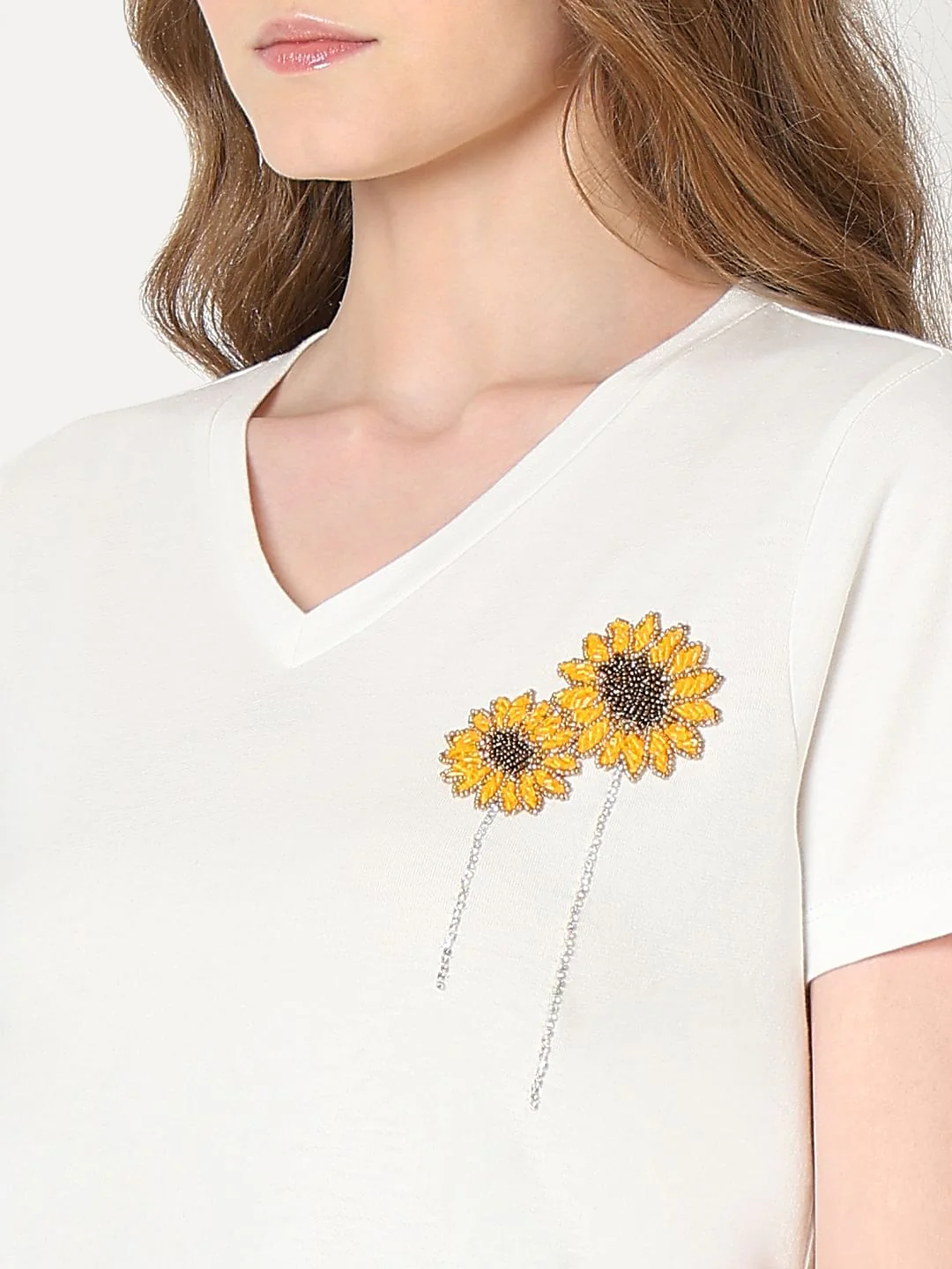 White Sunflower Printed T-Shirt - Image 8
