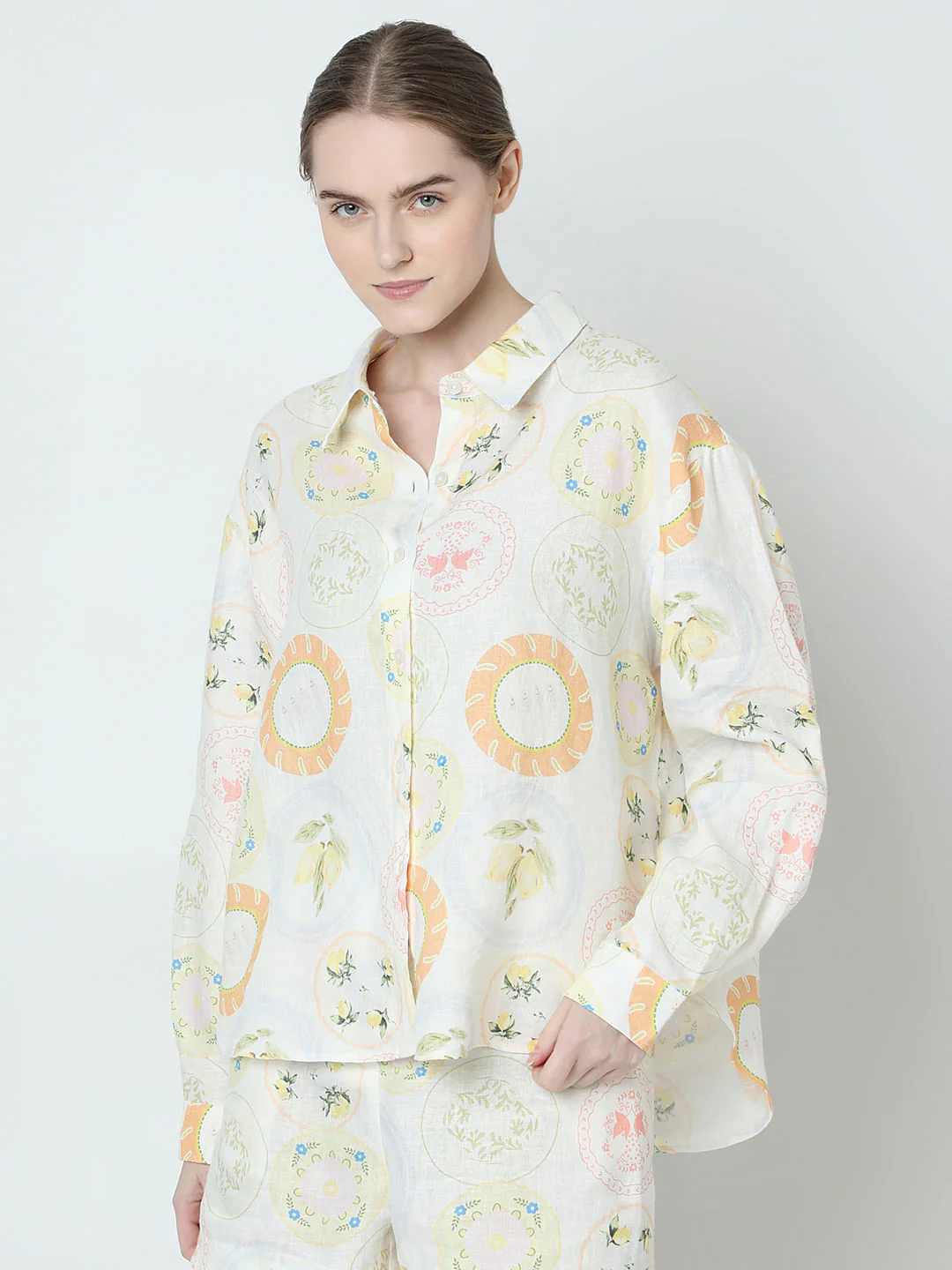 Off-White Printed Linen Co-Ord Set Shirt - Image 2