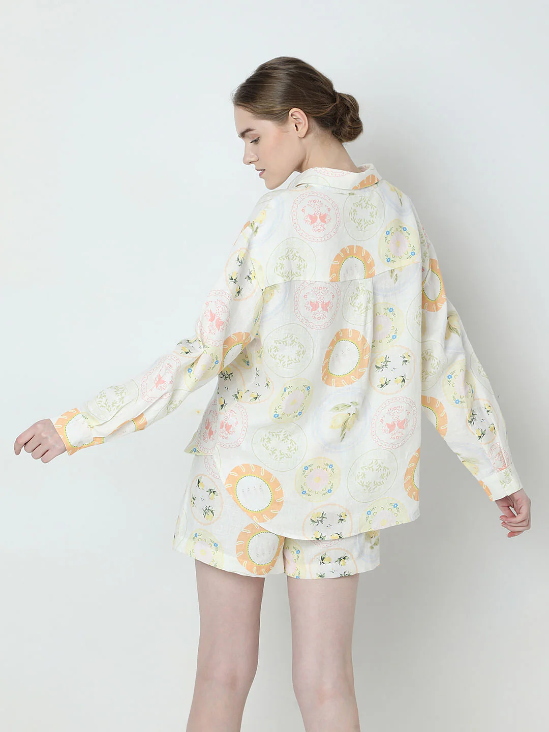 Off-White Printed Linen Co-Ord Set Shirt - Image 4