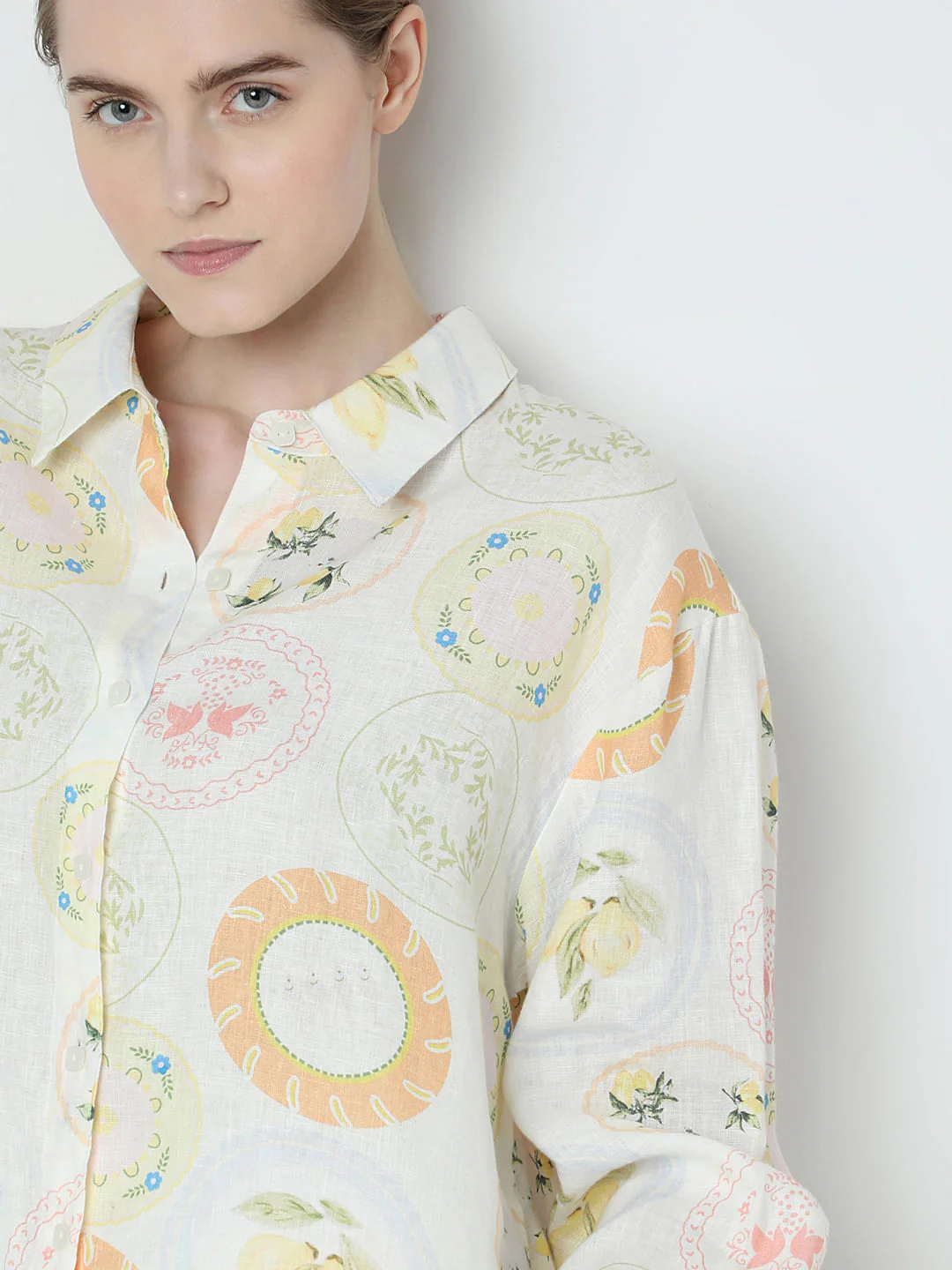 Off-White Printed Linen Co-Ord Set Shirt - Image 6