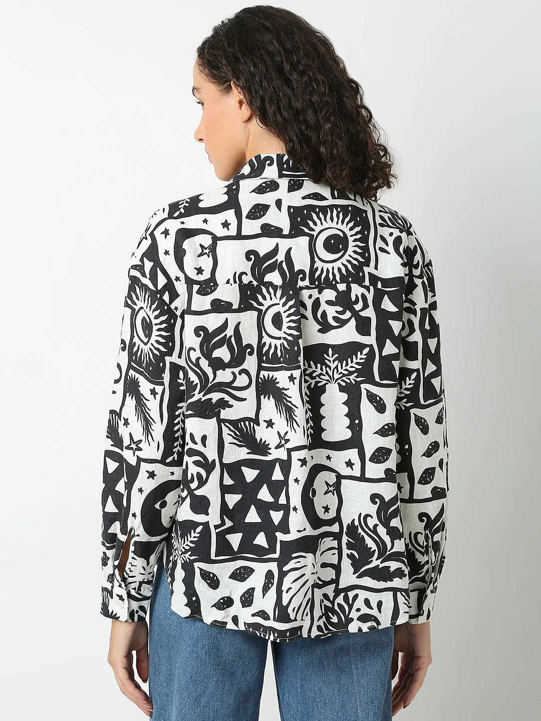 Black Printed Linen Shirt - Image 4