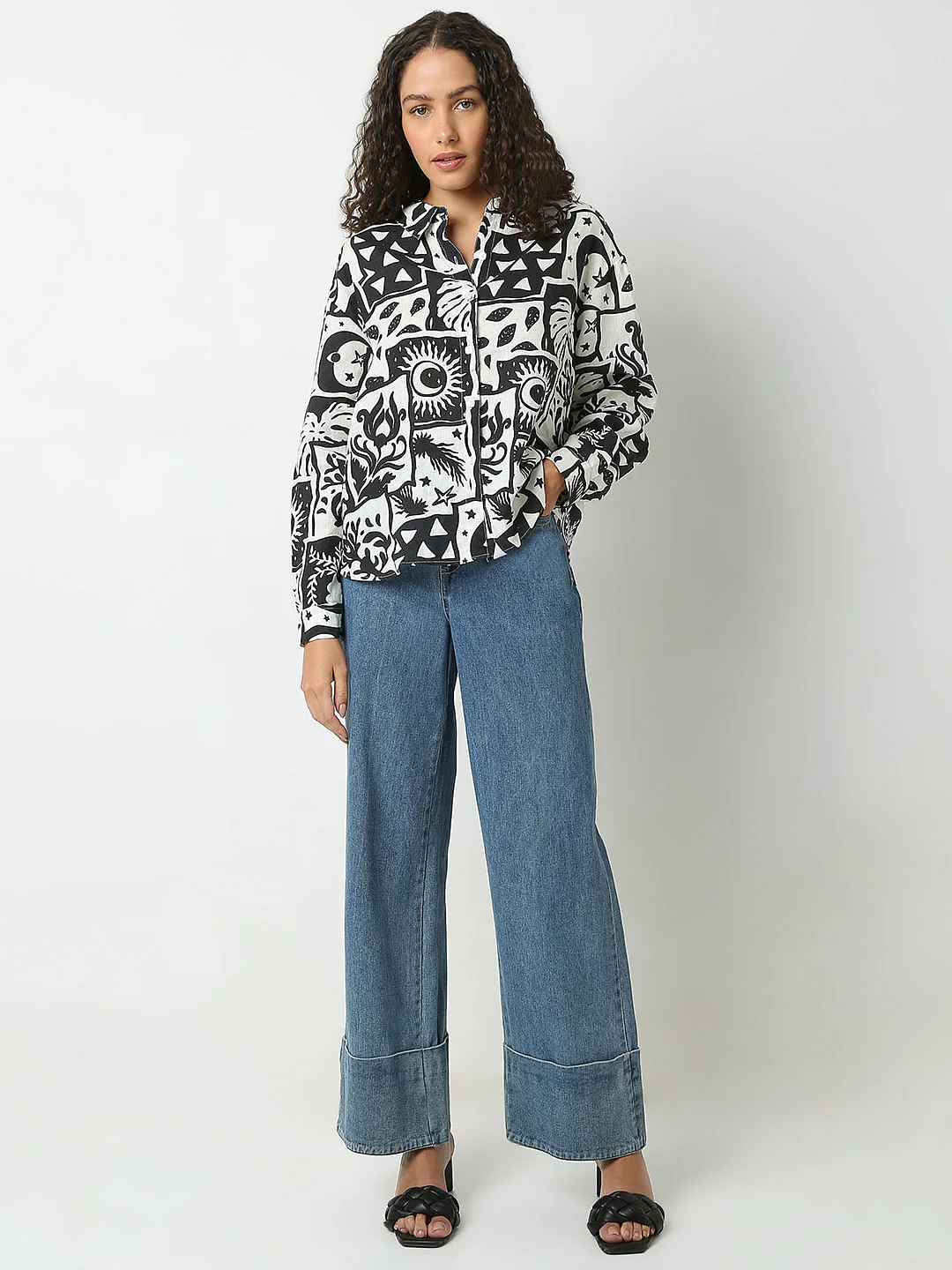 Black Printed Linen Shirt - Image 5