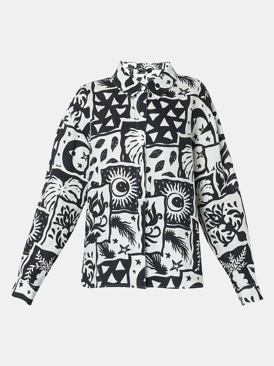 Black Printed Linen Shirt - Image 7