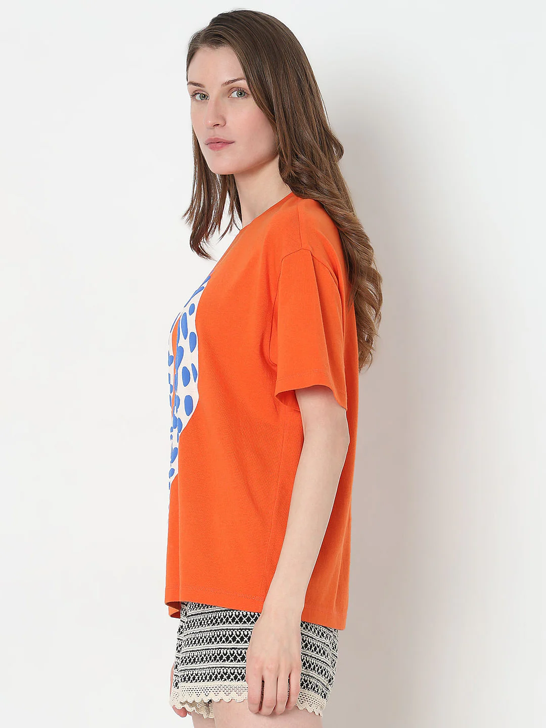 Orange Graphic Print Cotton T-Shirt - Image 3