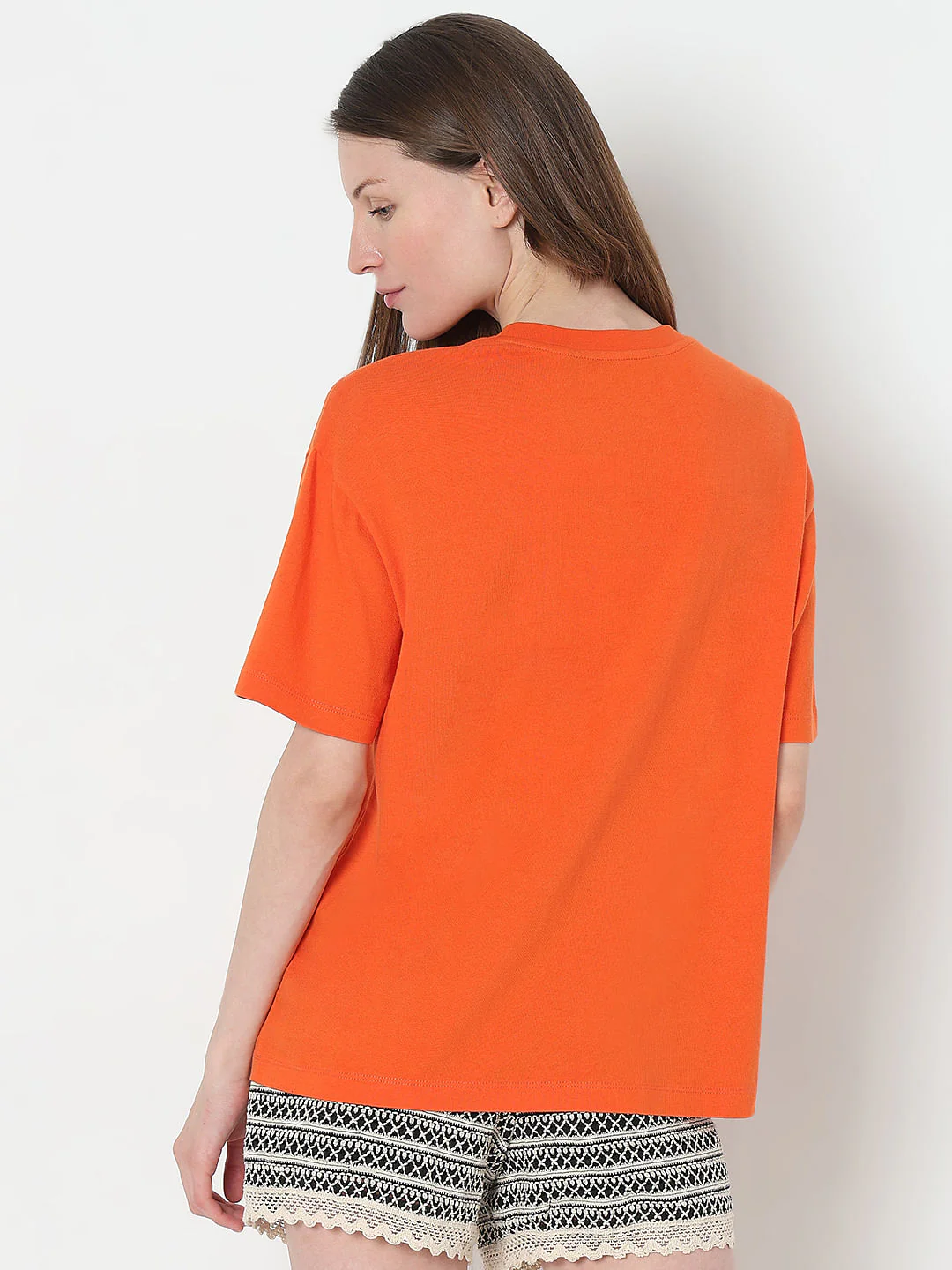 Orange Graphic Print Cotton T-Shirt - Image 4